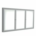 Ghent 3-Door Enclosed Whiteboard 48"x72", Aluminum Frame, Satin PA34872M-M1